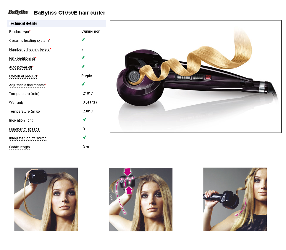 Curl e. BABYLISS c1050e. BABYLISS Curl Secret c1050e. BABYLISS c1600e. Электрощипцы BABYLISS Curl Secret c1050e.